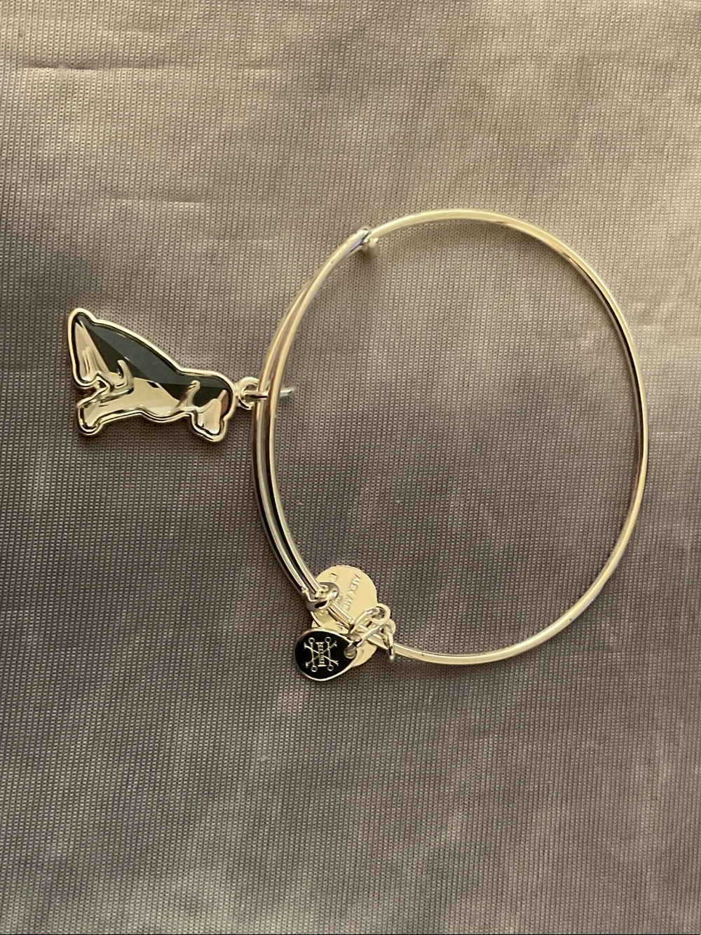 Alex and Ani silver dog & Black Enamel Charm Bangle